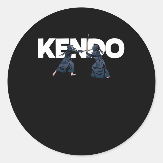Sticker Rond Kendo Combats Samurai Bogu Shina Ninja Katana Gif (Devant)