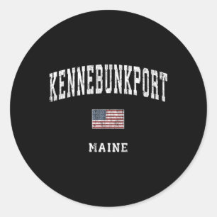 Sticker Rond Kennebunkport Maine Me American Flag Sports