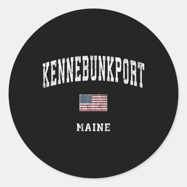 Sticker Rond Kennebunkport Maine Me American Flag Sports (Devant)