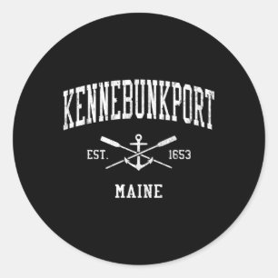 Sticker Rond Kennebunkport Me Crossed Oars Bateau Ancre Sports