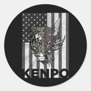 Sticker Rond Kenpo Karate Arts martiaux Drapeau américain Homme