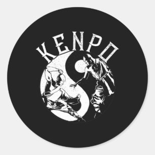 Sticker Rond Kenpo Yin Yang Martial Arts Japonais Kempo Fighter