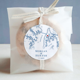 Sticker Rond Kent Island Destination Mariage Élégant Carte Favo