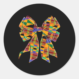 Sticker Rond Kente Coquette Bow Black History Mois African Ame