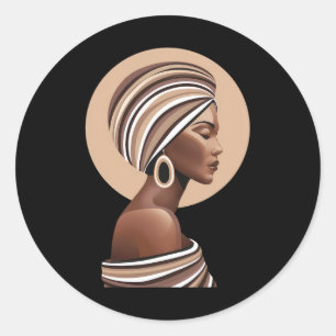 Sticker Rond Kente Tête Tête Envelopper Ethnique Belle Afrique