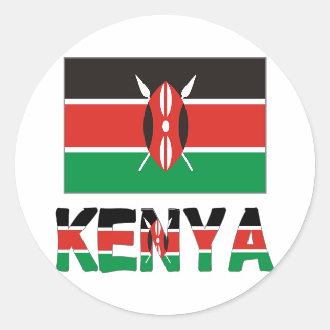 Sticker Rond Kenya et drapeau kenyan (Devant)