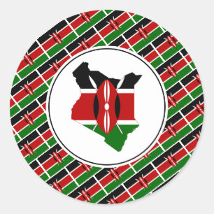 Sticker Rond KENYA FLAG Carte Kenyane Style Patriotique