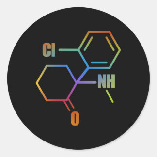 Sticker Rond Ketamine Molecule Techno Edm Rave Voyage psychédél