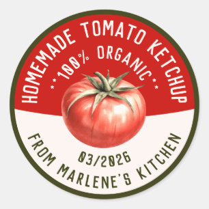 Sticker Rond ketchup à la tomate maison avec deux couleurs