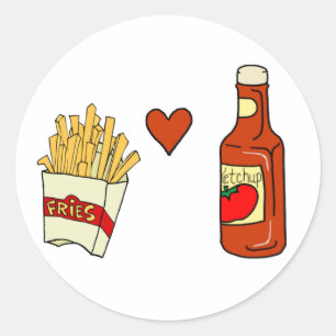 Sticker Rond Ketchup d'amour de pommes frites