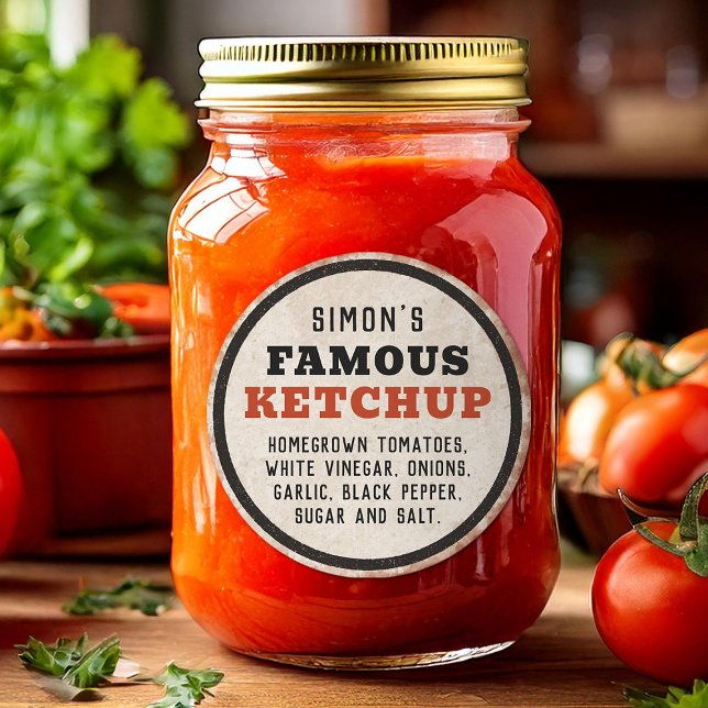 Sticker Rond Ketchup de tomate fait maison modifiable avec pann (Créateur téléchargé)