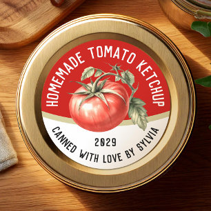 Sticker Rond Ketchup de tomate maison modifiable avec tomate ro