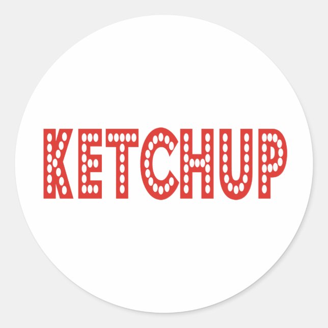 Sticker Rond Ketchup Produits & Designs! (Devant)