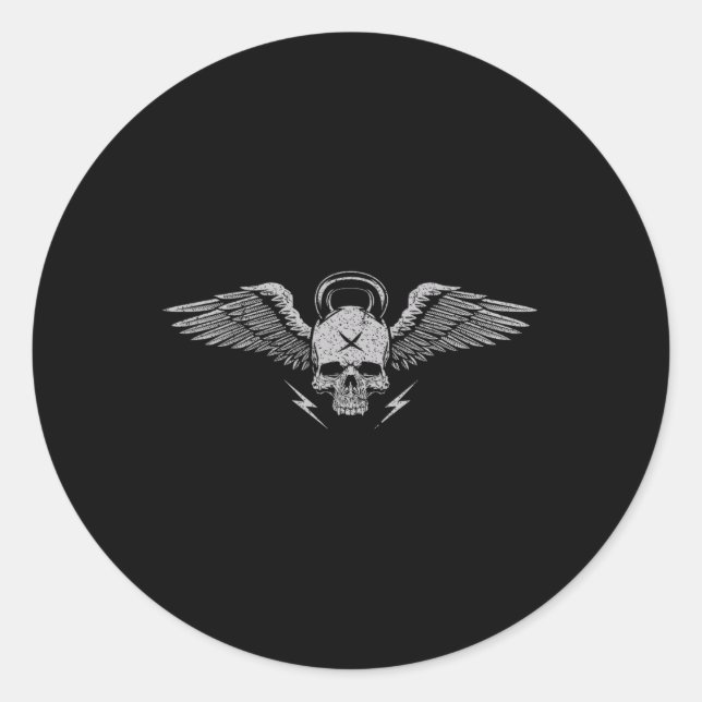 Sticker Rond Kettlebell de crâne entraînement musculation entra (Devant)