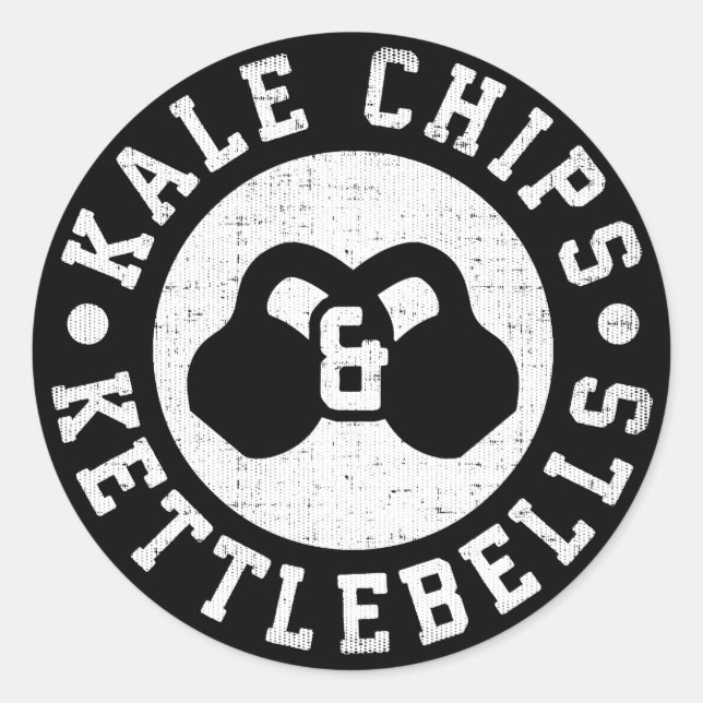 Sticker Rond Kettlebells et chips Kale - Entraînement de nouvea (Devant)