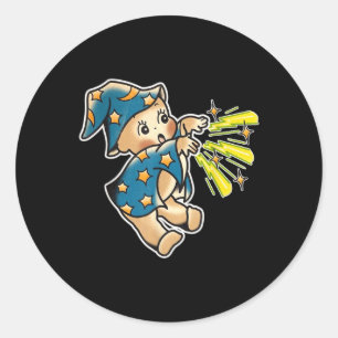 Sticker Rond Kewpie Baby Wizard traditionnel Tattoo Flash