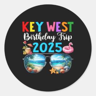 Sticker Rond Key West Birthday Trip 2025 Matching Friends Group