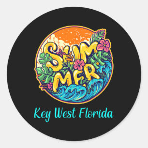 Sticker Rond Key West Florida Summer Sea Vacances Plages Sun S