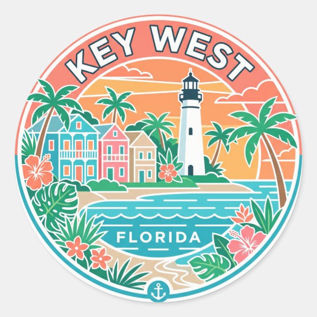 Sticker Rond Key West, Floride (Devant)