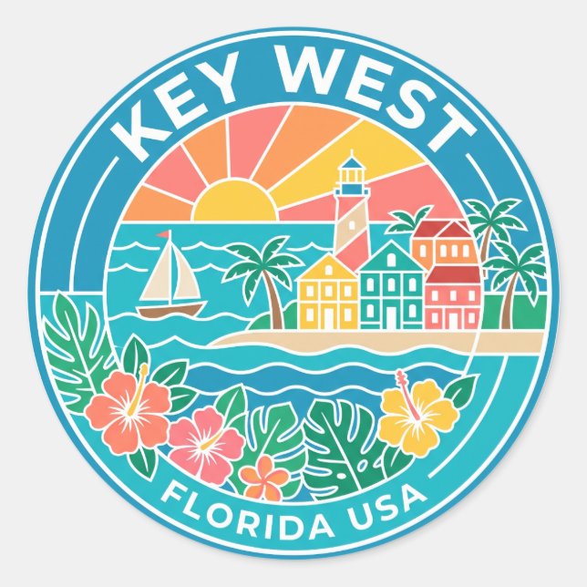 Sticker Rond Key West Floride (Devant)