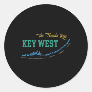 Sticker Rond Key West Floride Miami Vibes Plage État Ensoleillé