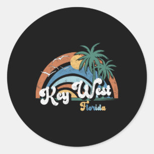 Sticker Rond Key West Floride Miami Vibes Plage État Ensoleillé