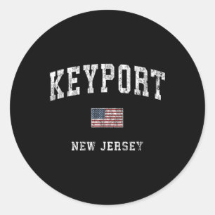 Sticker Rond Keyrt New Jersey Nj Drapeau Américain Vintage Srts