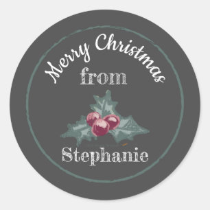 Sticker Rond Khalk Art Holly Christmas From Baking Venin Jar Li