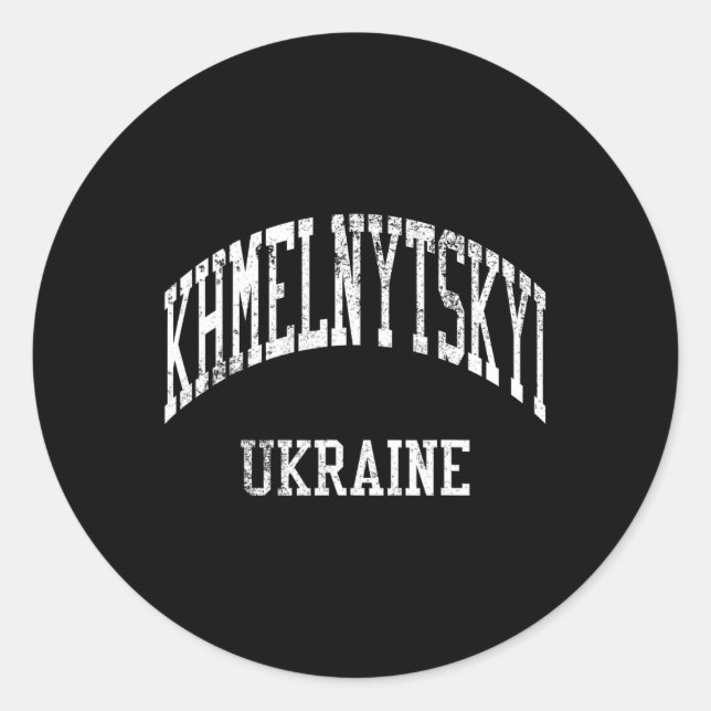 Sticker Rond Khmelnytskyï Ukraine Rétro Années 70 Style Sportif (Devant)