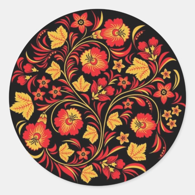 Sticker Rond Khokhloma (Hohloma) Ateliers d'art russes (Devant)