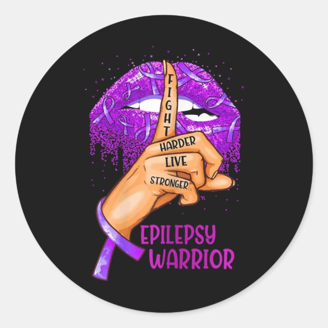 Sticker Rond Ki Support Epilepsy Awareness Costume Lips Ribbon  (Devant)