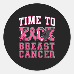 Sticker Rond Kick Breast Cancer Awareness Soccer rose Ruban Bo