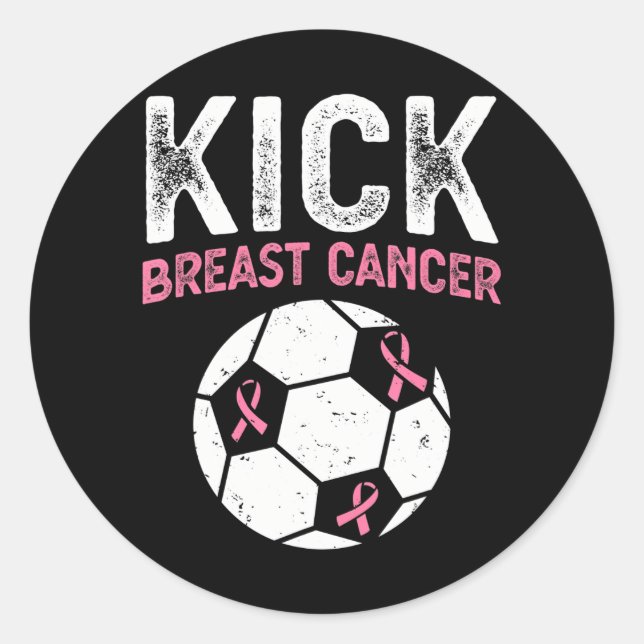 Sticker Rond Kick Breast Cancer Sensibilisation Football rose R (Devant)