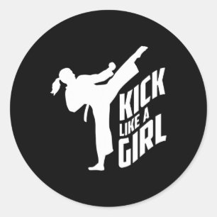 Sticker Rond Kick Like A Girl-karate Kickboxing Girl