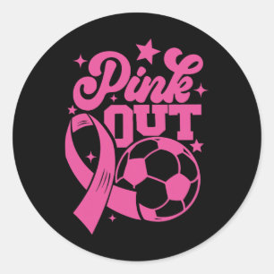 Sticker Rond Kick Pink pour un remède Soccer Cancer du sein Ros