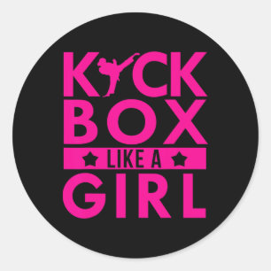 Sticker Rond Kickbox comme une fille arts martiaux kickboxing k