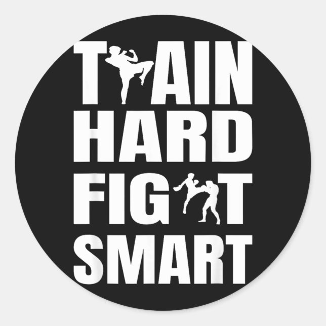 Sticker Rond Kickboxer Kickboxing Muay Thai Boxe Thaïlandaise M (Devant)