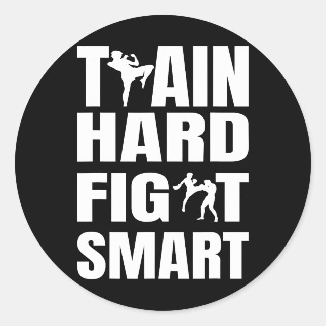 Sticker Rond Kickboxer Kickboxing Muay Thai Boxe Thaïlandaise M (Devant)