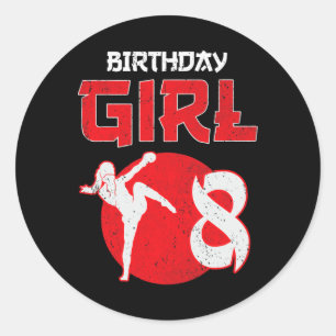 Sticker Rond Kickboxing 8 Ans Anniversaire Mma Arts Martiaux G