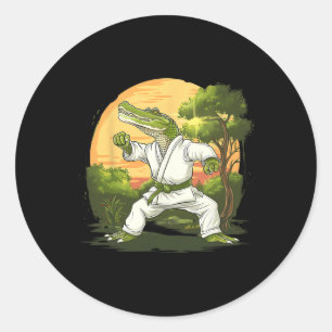 Sticker Rond Kickboxing Crocodile Taekwondo Karaté Mma Drôle Ma