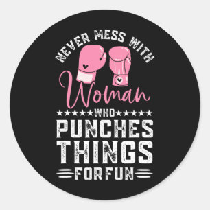 Sticker Rond Kickboxing drôle pour hommes femmes Entraînement d