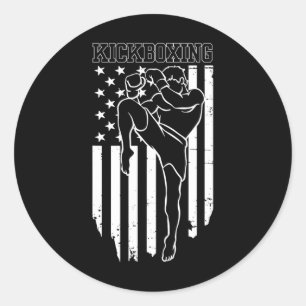 Sticker Rond Kickboxing drôle pour hommes femmes Entraînement d