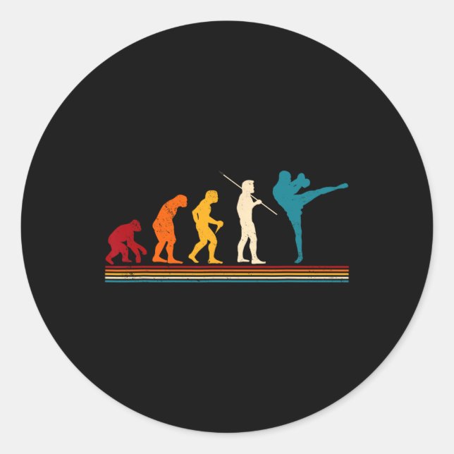 Sticker Rond Kickboxing Evolution Kickboxer Karate Boxing Mma  (Devant)