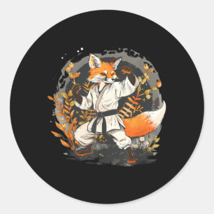 Sticker Rond Kickboxing Fox Taekwondo Karaté Mma Drôle d'Art Ma