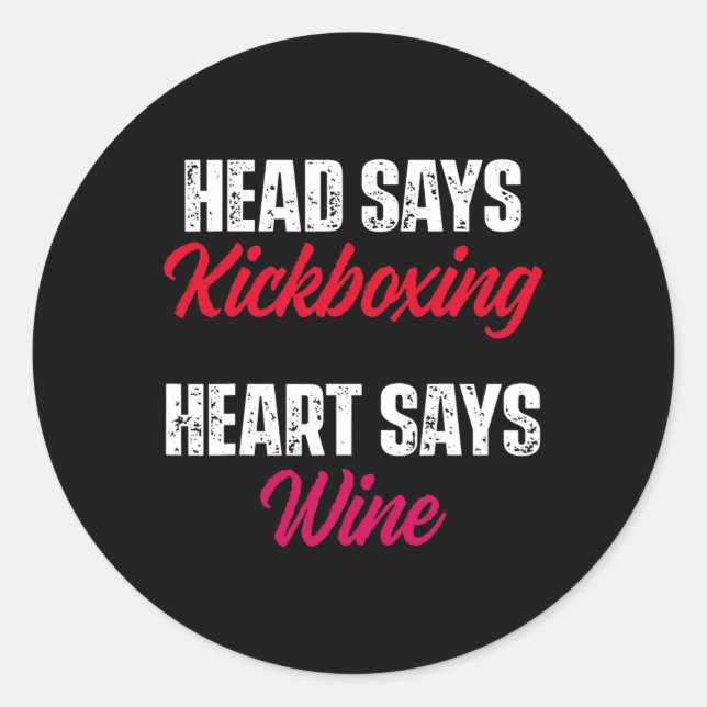 Sticker Rond Kickboxing Heart Wine Kick Boxing Workout  (Devant)