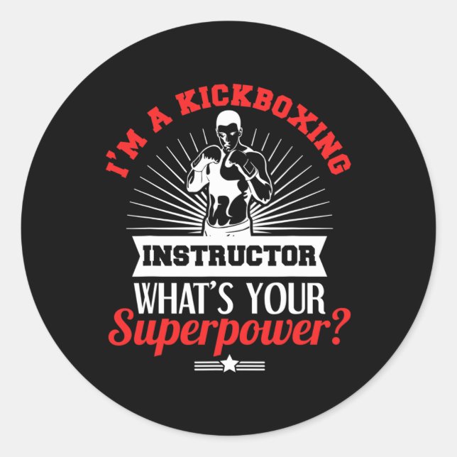 Sticker Rond Kickboxing Instructor Kickboxer Job Title  (Devant)