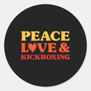 Sticker Rond Kickboxing J'aime le kickboxing pour hommes et fem