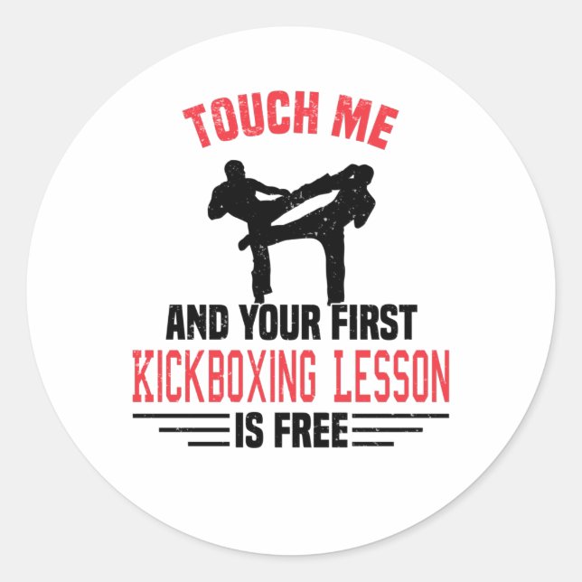 Sticker Rond Kickboxing Kickboxer Martial Arts (Devant)