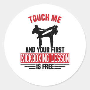 Sticker Rond Kickboxing Kickboxer Martial Arts Boxer Sparring
