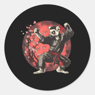 Sticker Rond Kickboxing Lémurien Arts Martiaux Karaté Jiu-Jitsu